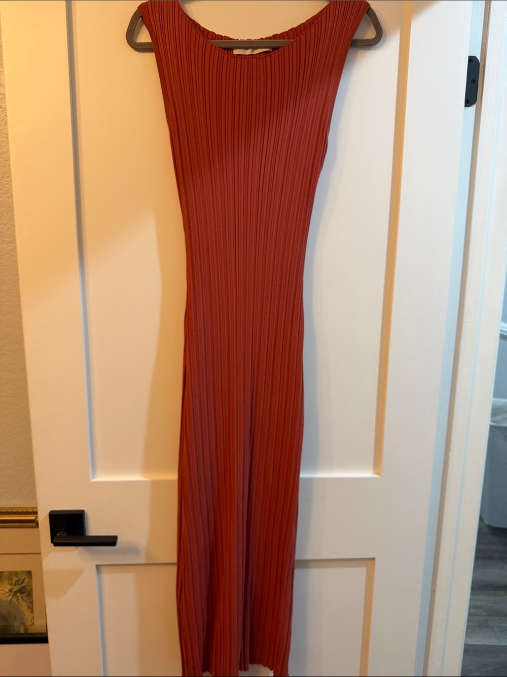 Sleeveless Ribbed Maxi Dress in Rust